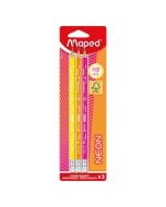 Ołówek z gumką HB neon 3szt MAPED