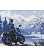 Diamentowa mozaika - Motocyklista w górach 40x50cm
