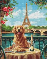 Diamentowa mozaika - Retriever w Paryżu 40x50cm