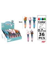 Długopis mini 4-kolorowy 0.7mm zwierzątka (36szt)