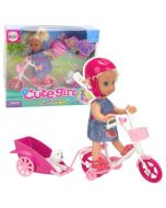 Zestaw mini laleczka rower + piesek