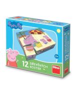 Klocki drewniane obrazkowe Świnka Peppa 12el