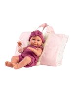 Lalka winylowa bobas Nica w różowym śpiworku 40cm