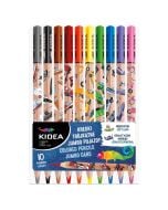 Kredki trójkątne jumbo Pojazdy 10 kolorów KIDEA