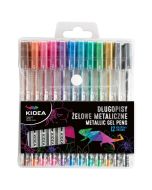 Długopisy żelowe metaliczne 12 kolorów KIDEA