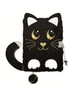 Pamiętnik z kłódką A5/96K 3D włochacz Night Cat