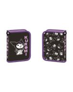 Piórnik dwuklapkowy bez wyposażenia Kuromi black