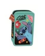 Piórnik potrójny z wyposażeniem Stitch mint Aloha