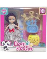 Lalka z pieskami i akcesoriami