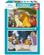 Puzzle 2x48 Król Lew Zakochany kundel