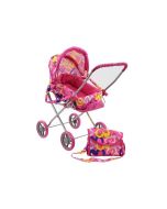 Wózek głęboki dla lalek z koszem i daszkiem 2w1