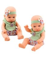 Lalka bobas w zielonym ubranku