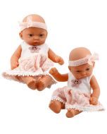 Lalka bobas w różowej sukience z koronką