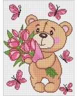 Diamentowa mozaika - Uroczy pluszowy miś 30x40cm