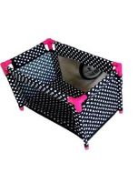 Łóżeczko-kojec dla lalek czarny w białe groszki