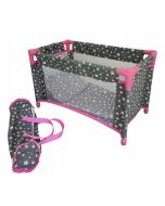 Łóżeczko-kojec dla lalek szary w białe gwiazdki