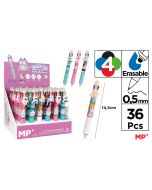 Długopis ścieralny 4-kolorowy Psy i Koty (36szt)