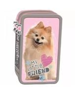 Piórnik potrójny z wyposażeniem Sweet Pomeranian