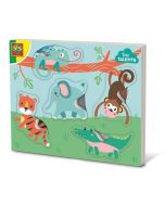 Puzzle drewniane ze zwierzętami do dotykania