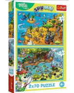Puzzle 2x70 Trefliki w Krainie Zwierząt TREFL