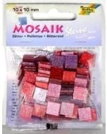 Mozaika kamyczki brokatowe 10x10mm różowa