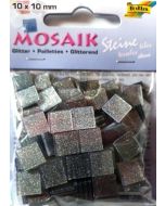 Mozaika kamyczki brokatowe 10x10mm szara