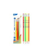 Ołówek neonowy HB z gumką 4szt DELI