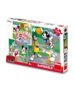 Puzzle 3x55 Myszka Miki Sportowcy
