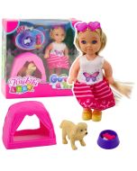 Laleczka z pieskiem namiotem i akcesoriami