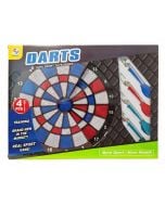 Dart z kolorową tarczą i czterema rzutkami