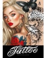 Kolorowanka A4 pionowa 8 obrazków Tattoo żółta