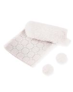 Futerkowe pompony na taśmie białe 3cm 50szt