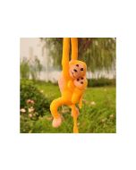 Maskotka małpka z dzieckiem żółta 90cm