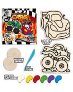 Zestaw do kolorowania plasteliną na drewnie Auta